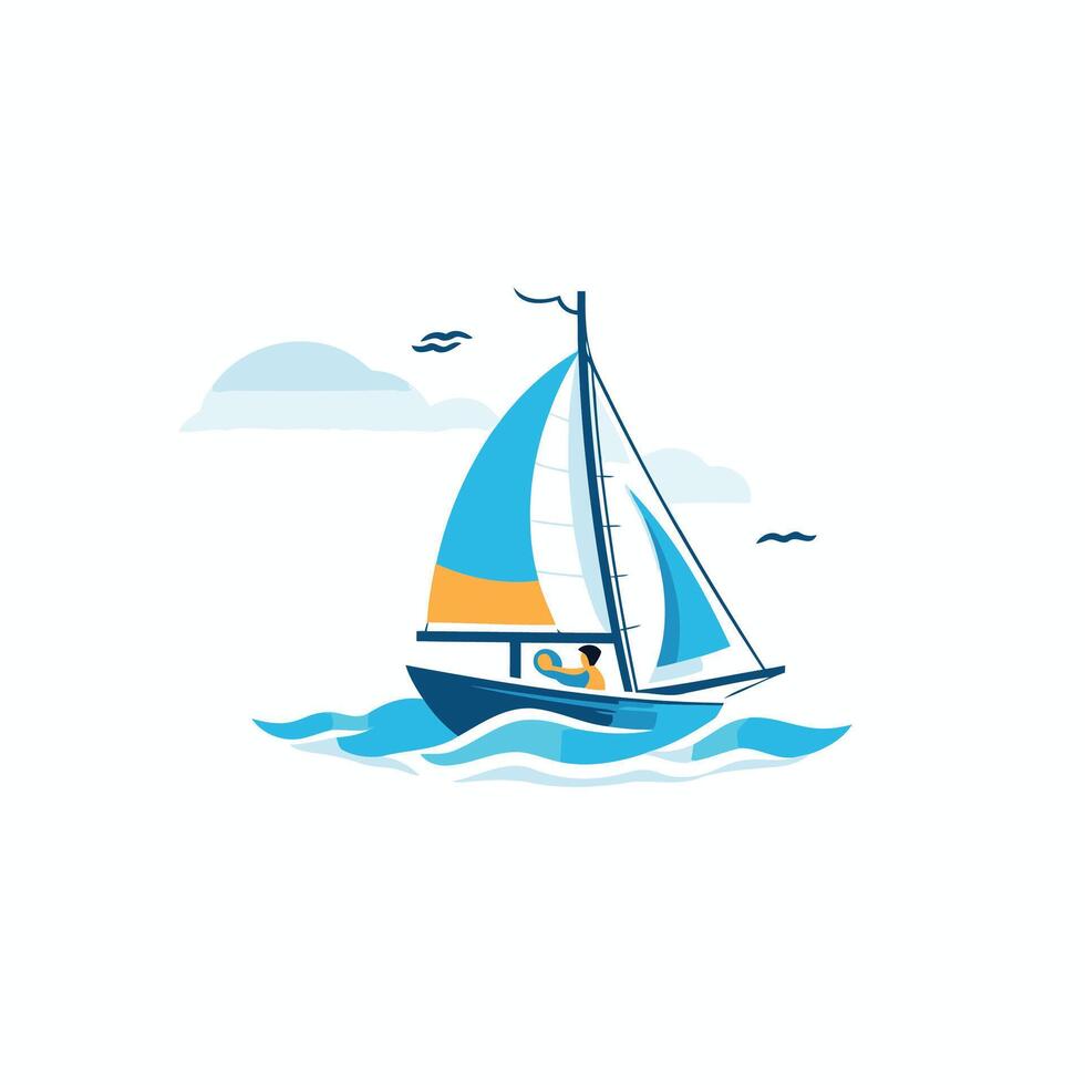 A sailboat is sailing in the ocean vector
