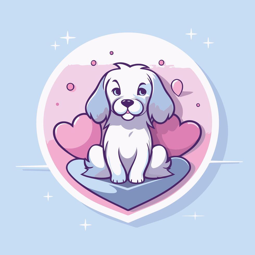 A cute dog with hearts on it's head vector