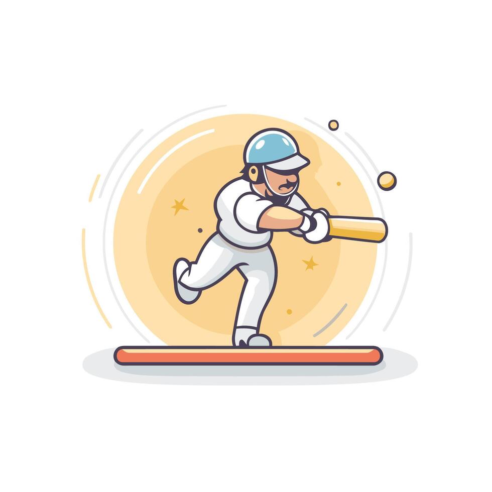 Cricket player hitting ball illustration vector