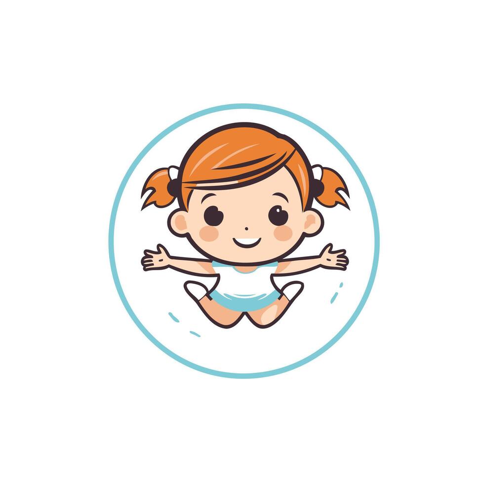 A cartoon girl jumping in the air vector