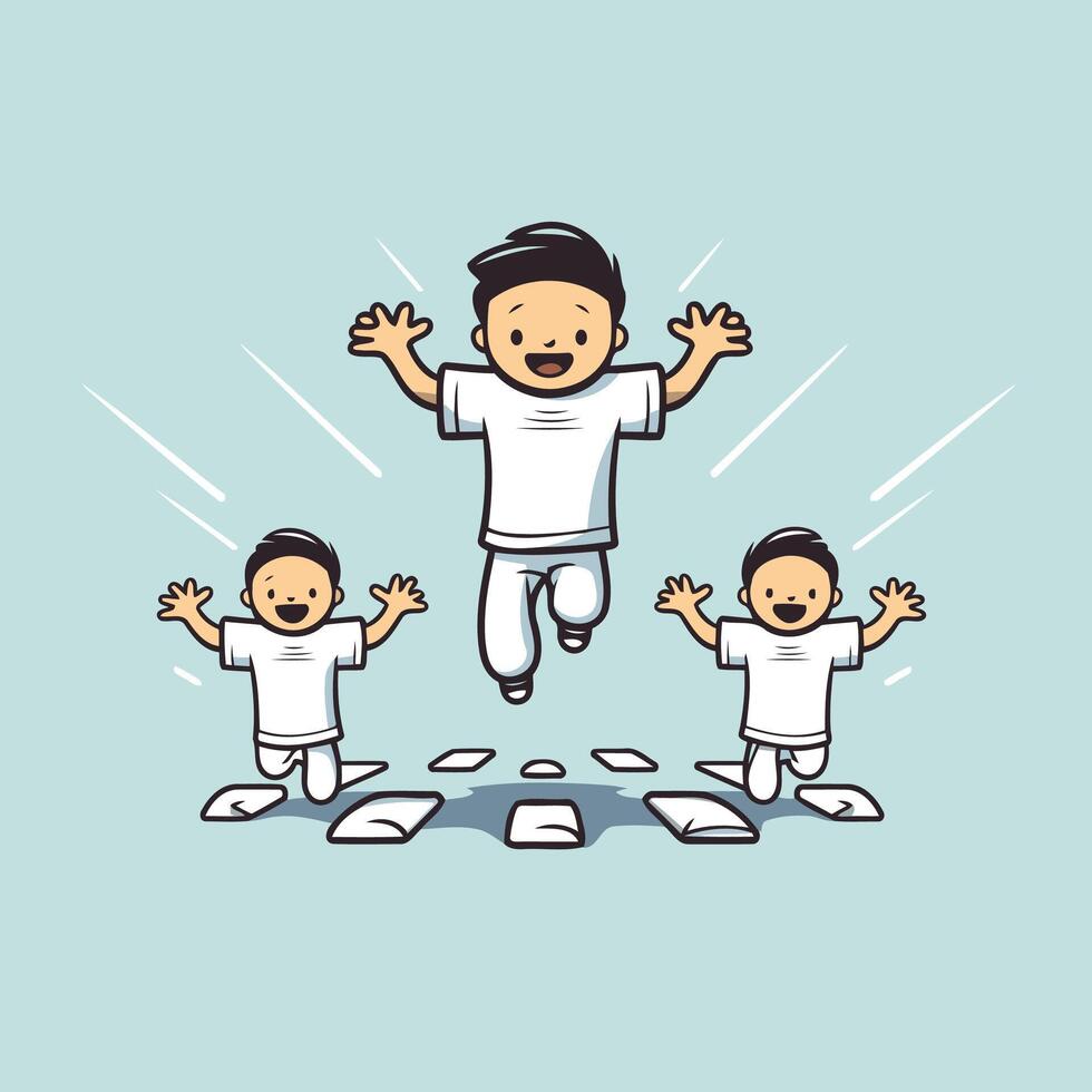 A cartoon man jumping with his arms outstretched vector