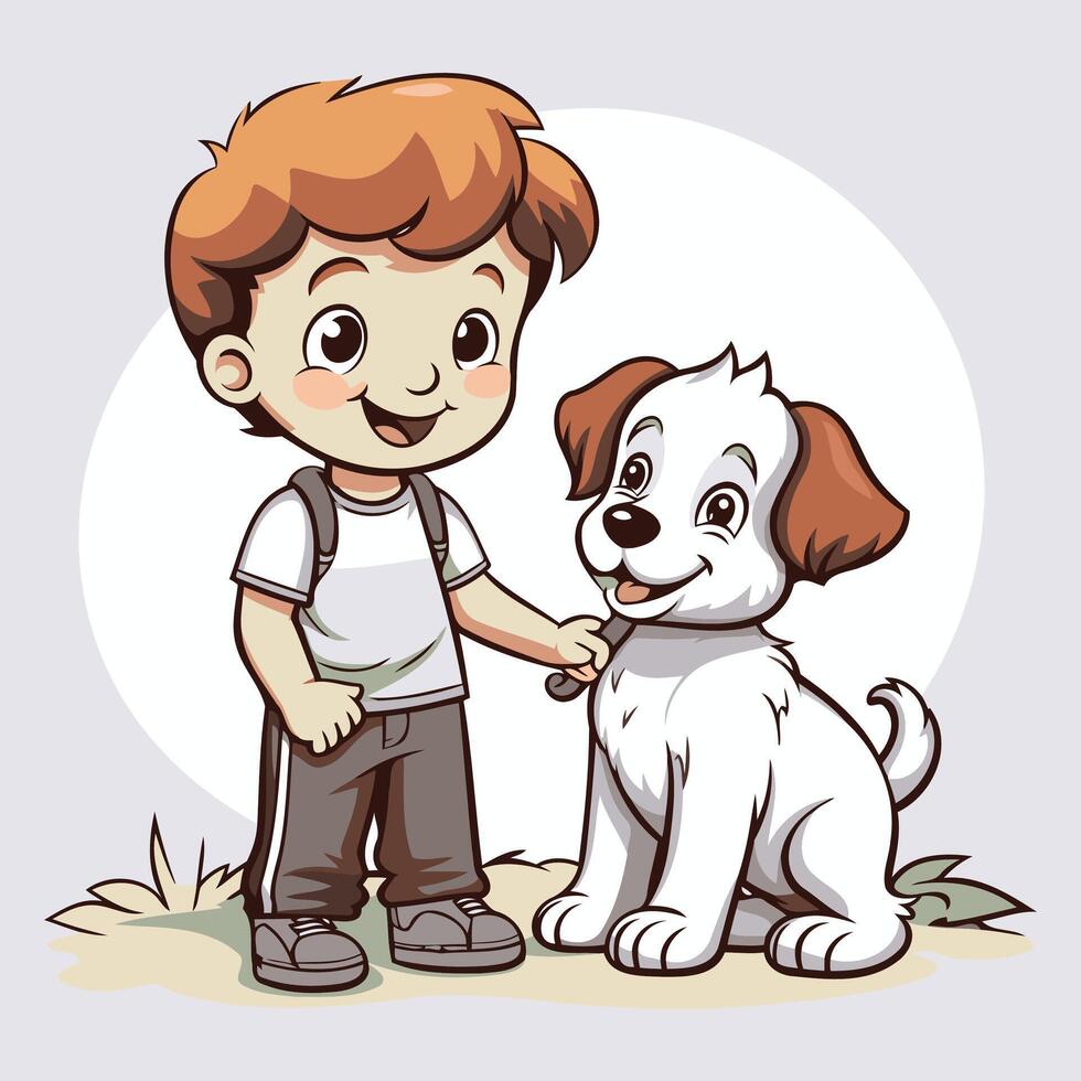 A boy and his dog illustration vector