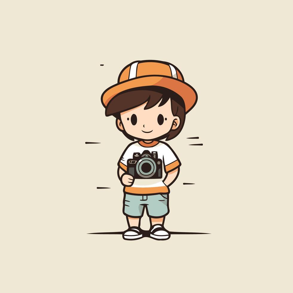 A cartoon boy with a camera vector