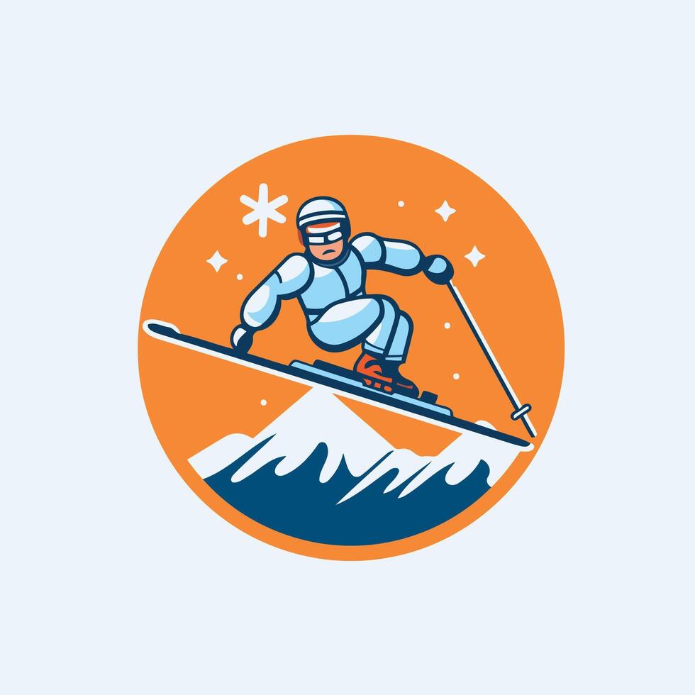A skier is jumping off a mountain vector