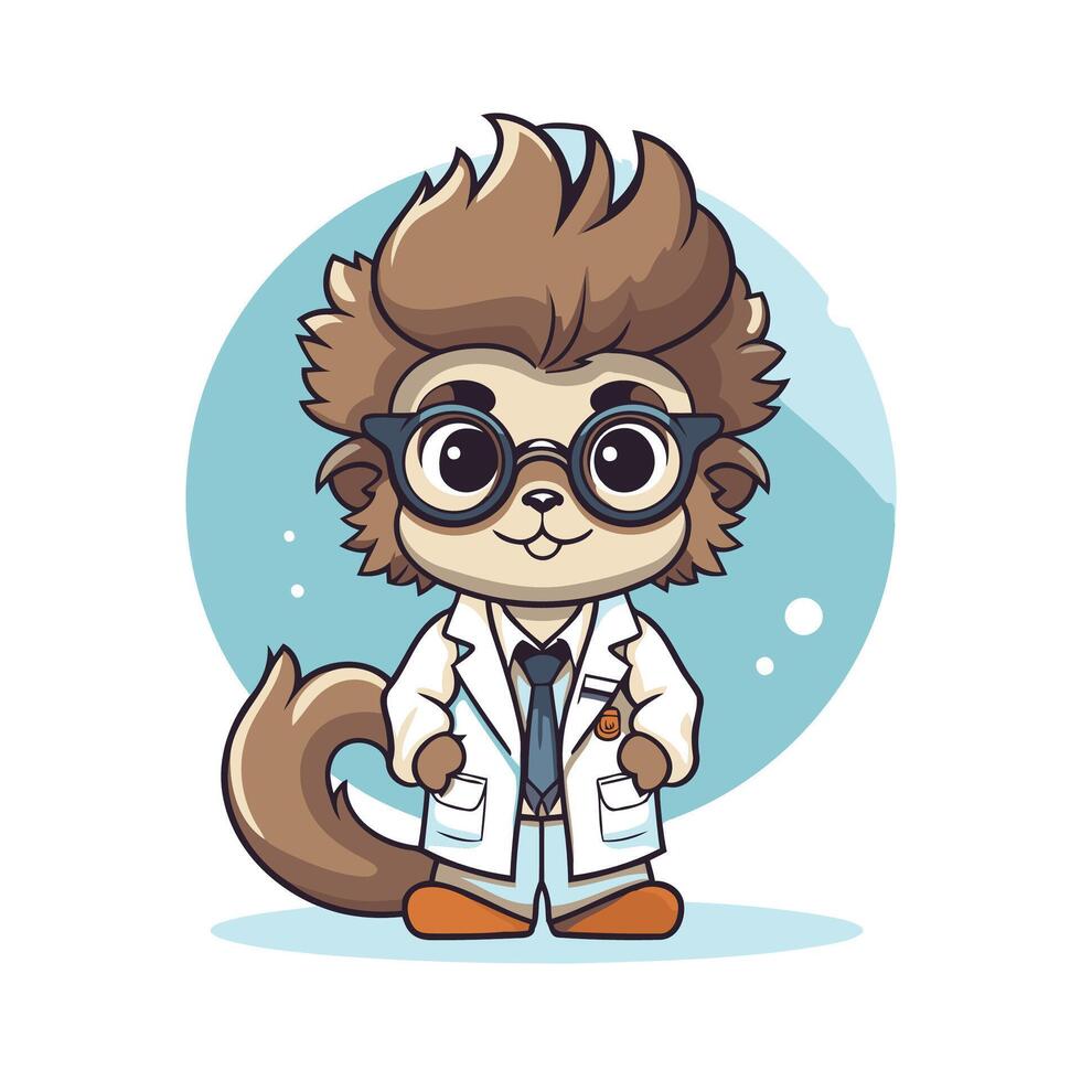 A cartoon squirrel wearing glasses and a lab coat vector