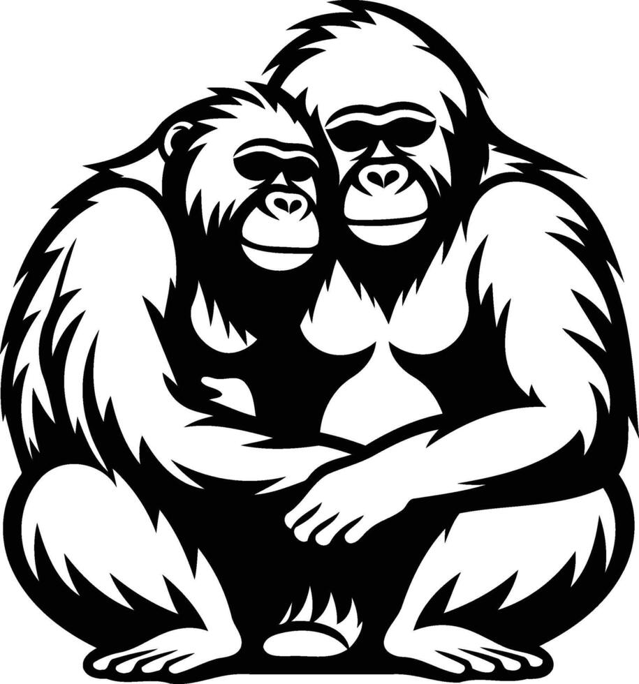 Gorillas in a family vector