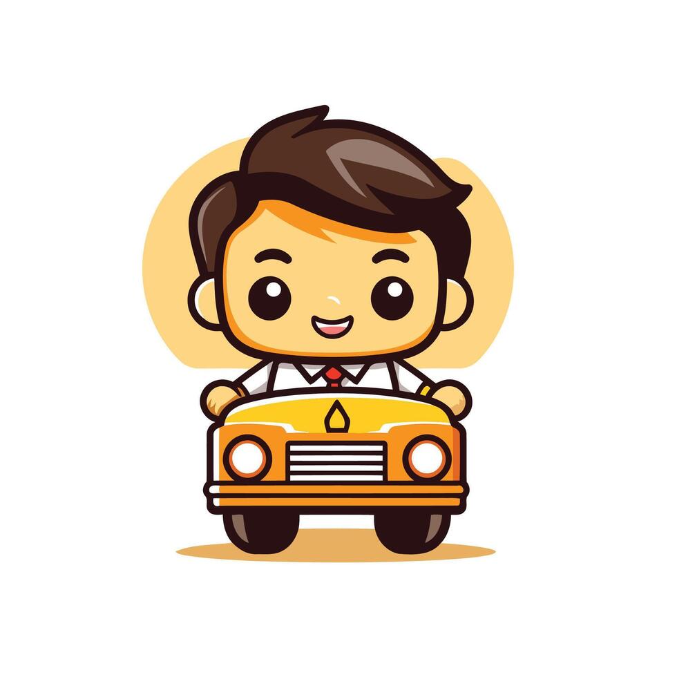 A cartoon man driving a car vector
