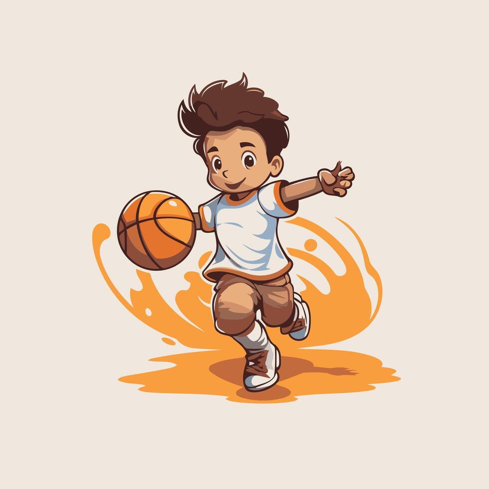 Cartoon boy playing basketball vector
