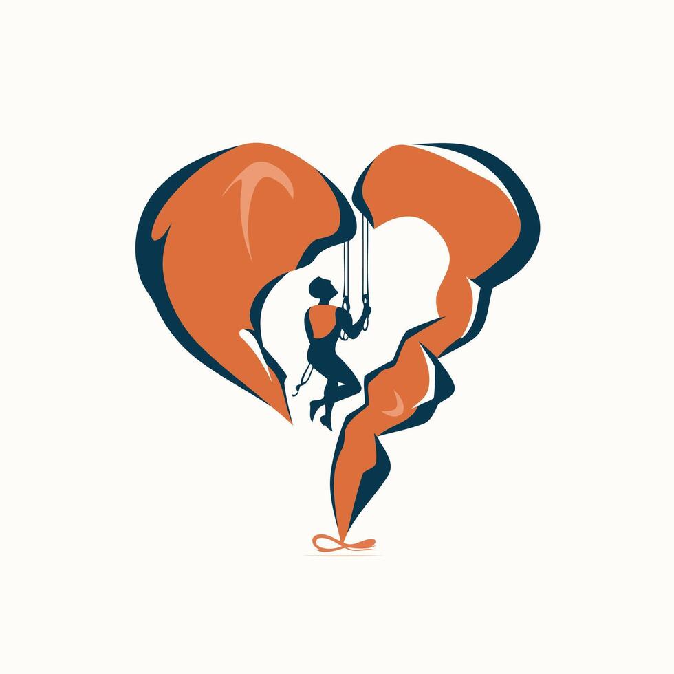 A man is hanging from a rope in a heart shape vector