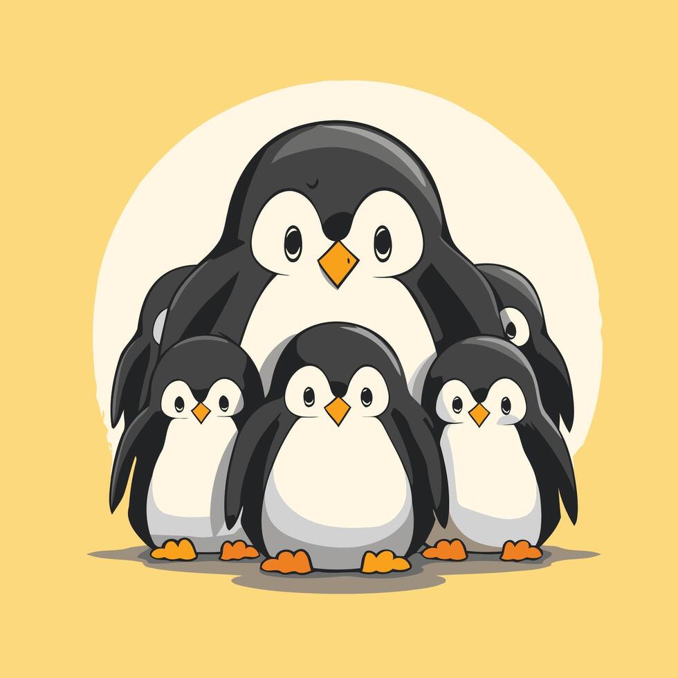 A group of penguins standing together vector