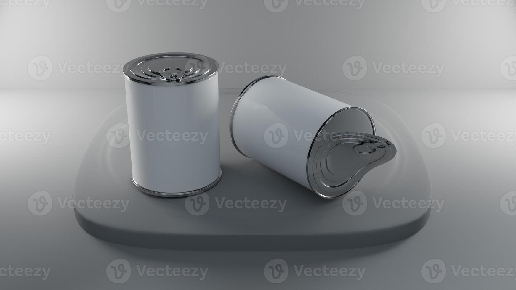 Food Tin Can Mockup 3D Rendering photo
