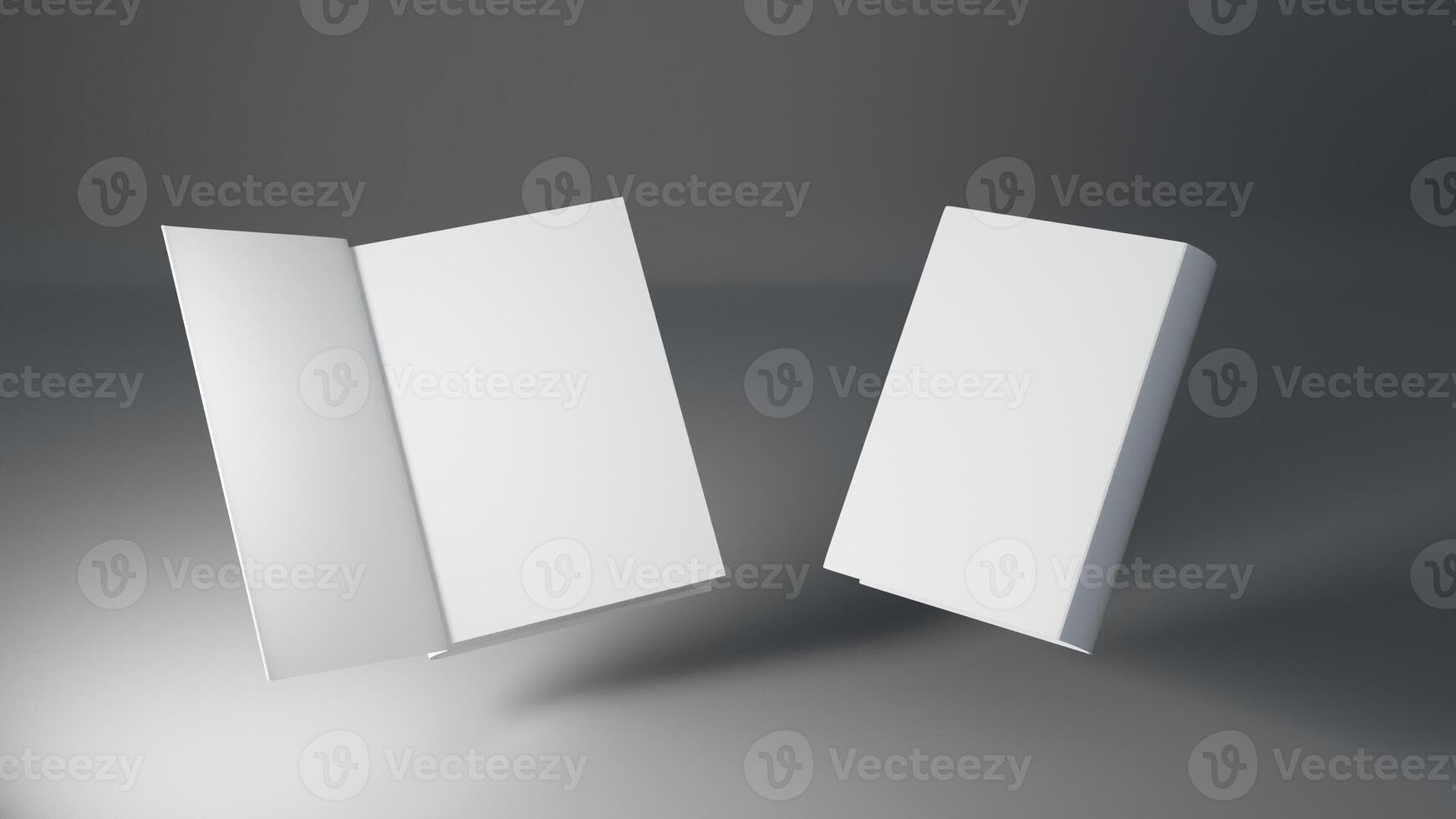 Blank A4 book hardcover mockup floating on white background 3D rendering photo