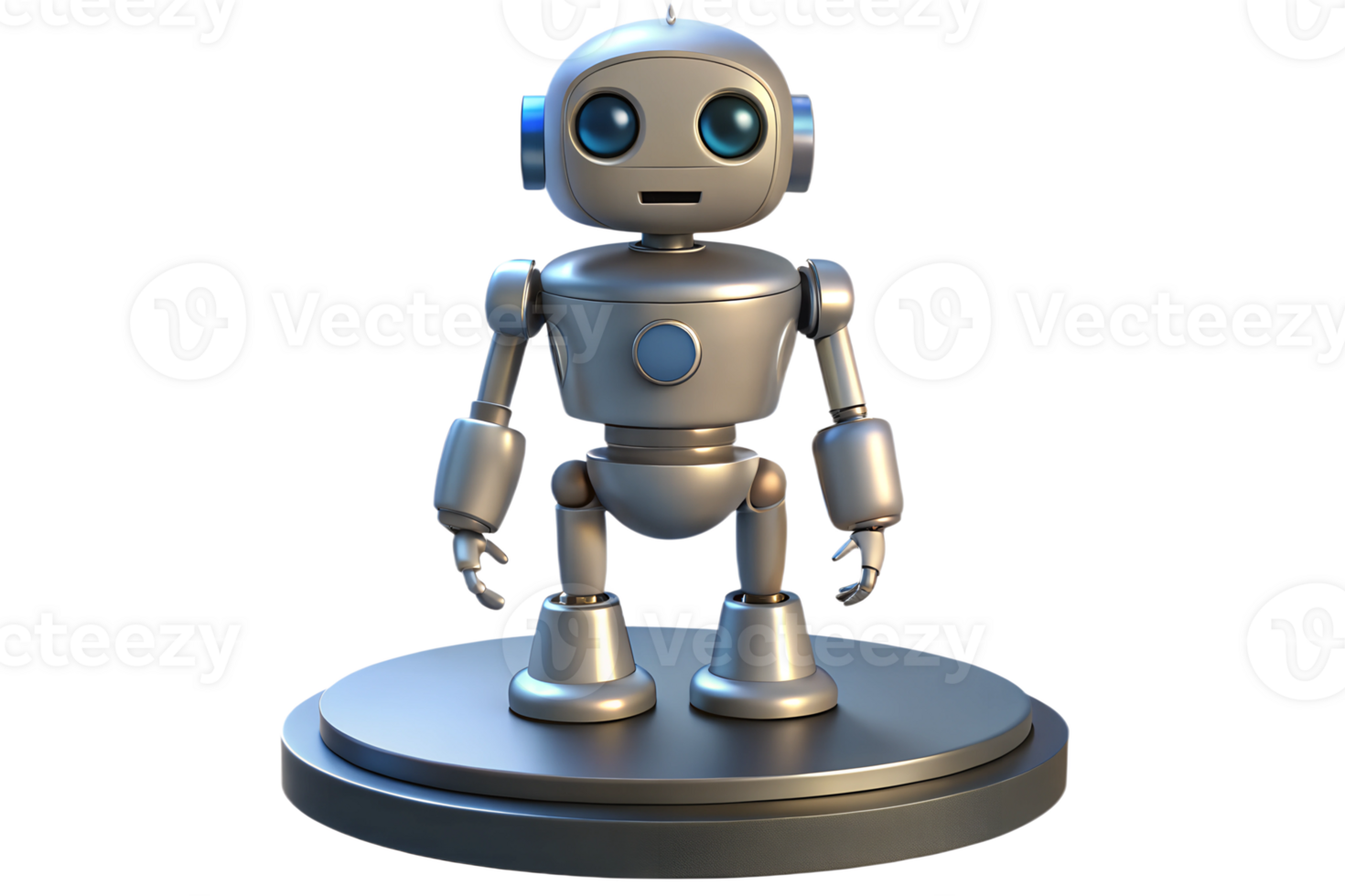 Cute android robot artificial intelligence 3d icon isolated on the transparent background png