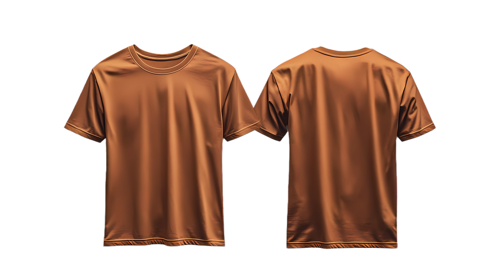 front and back brown t - shirts on a transparent background png