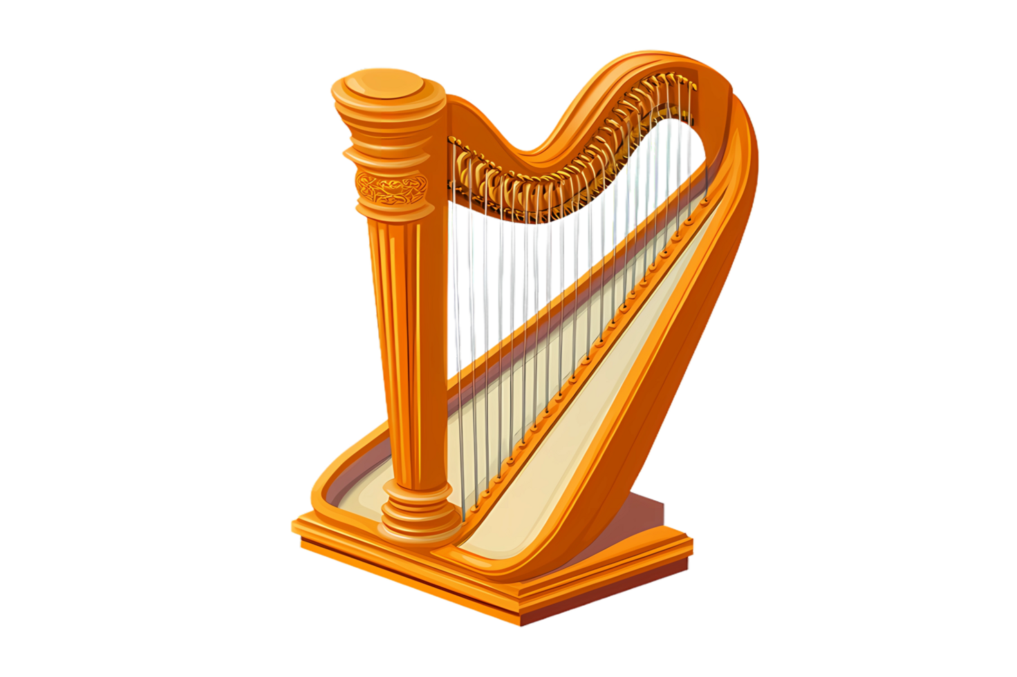a harp in isometric style on transparent background png