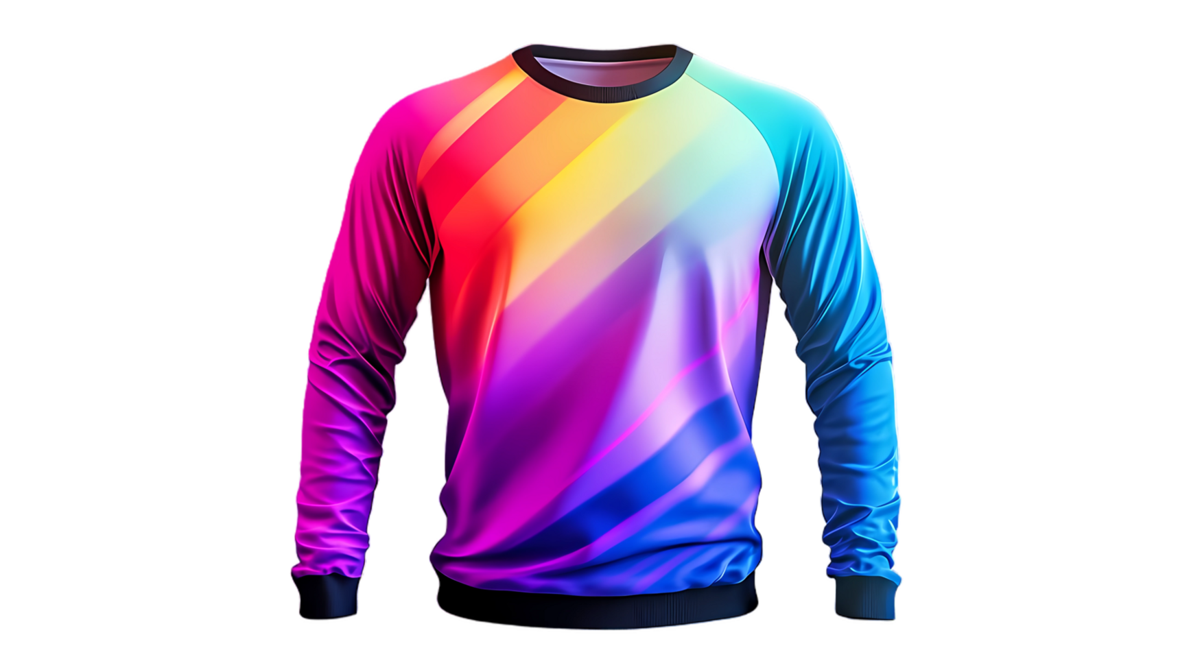 a colorful long sleeve shirt with a rainbow design png