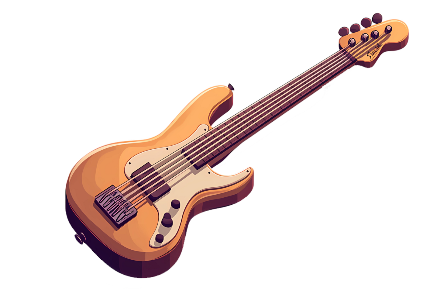 an electric bass guitar on a transparent background png