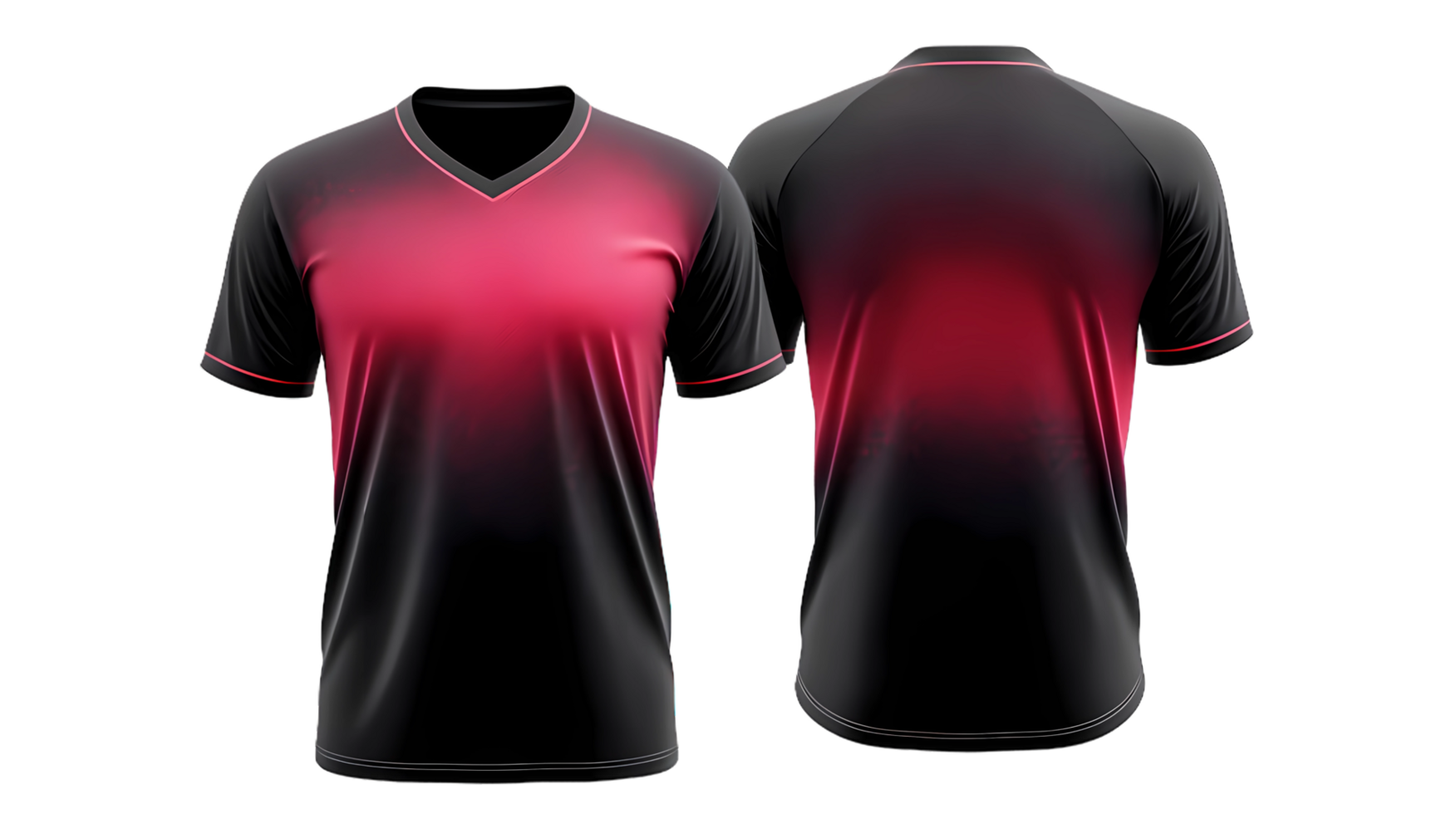 frant and back black and red soccer jerseys on a transparent background png