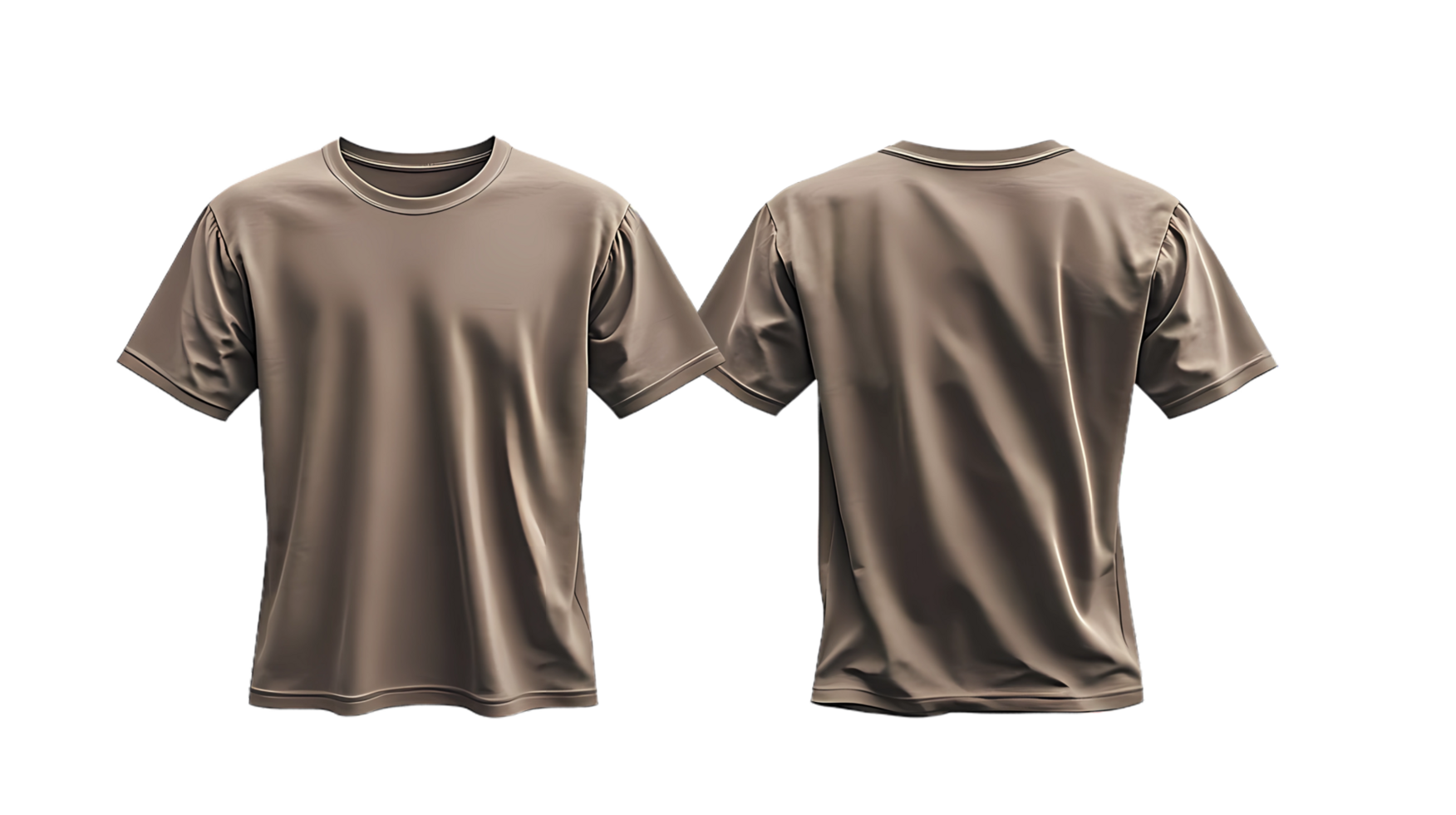 front and back brown t - shirts on a transparent background png