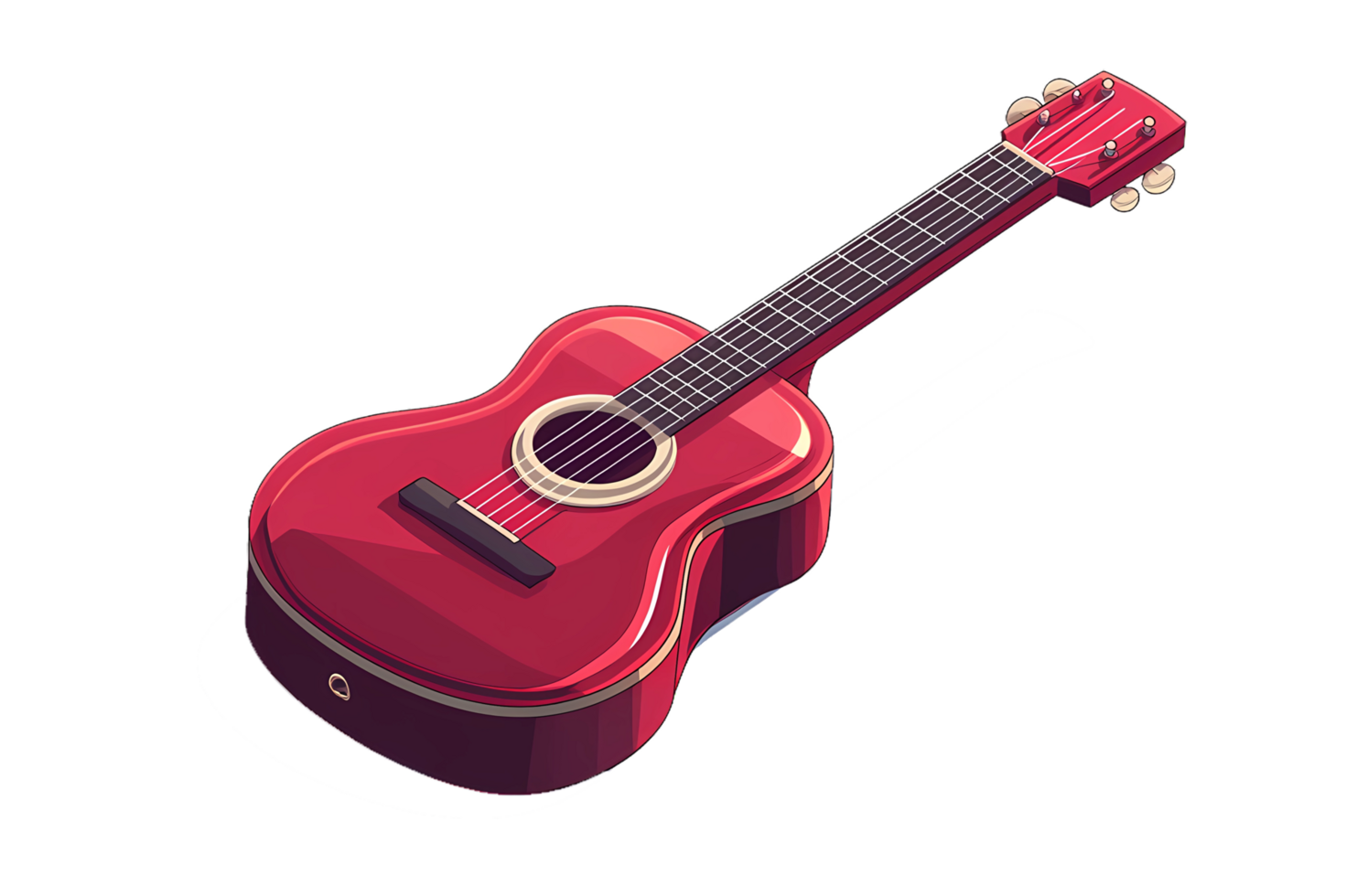 isométrico ilustração, vermelho guitarra, isolado em transparente fundo png
