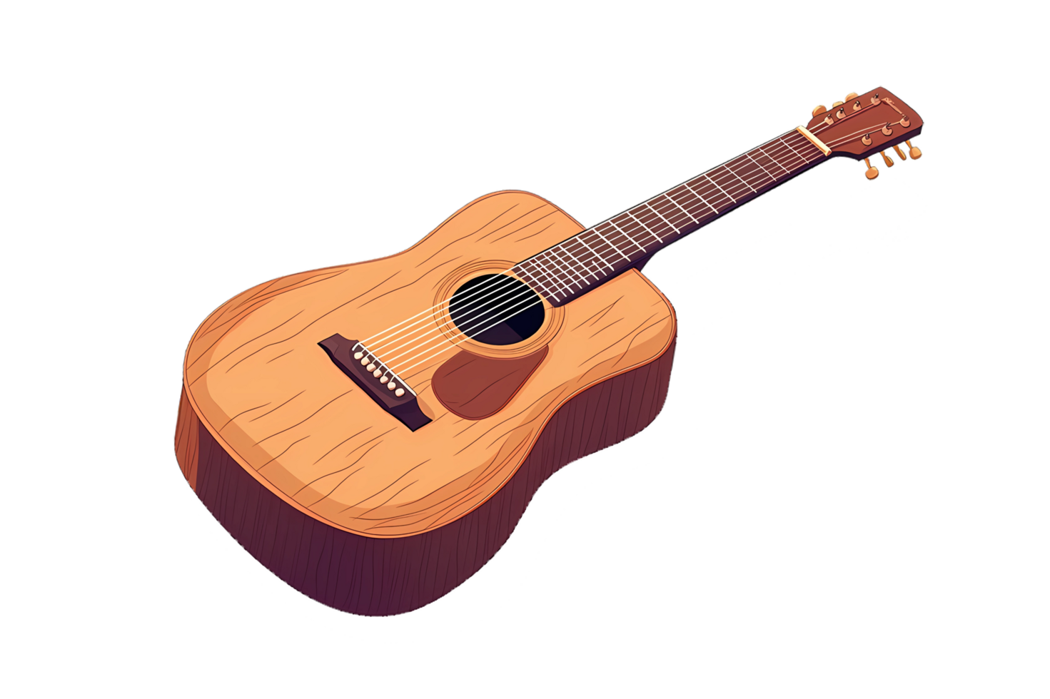 guitar icon, isometric style, isolated on transparent background png