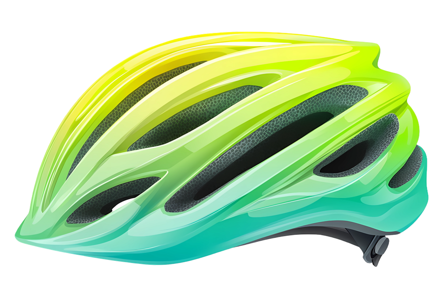 A bicycle helmet with a green and yellow color png