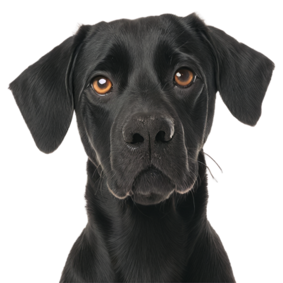 A black dog with orange eyes looking at the camera png