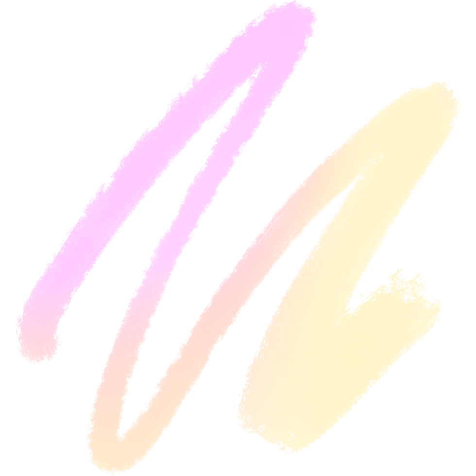 Pink Yellow gradient brush strokes fading into rough textured hand drawn grunge inspired marks png