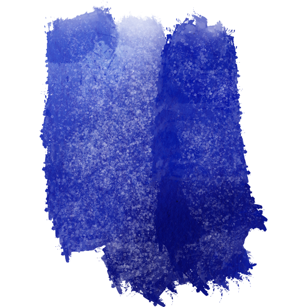 Smooth blue brush stroke with rough rugged grunge textures blended with watercolor png