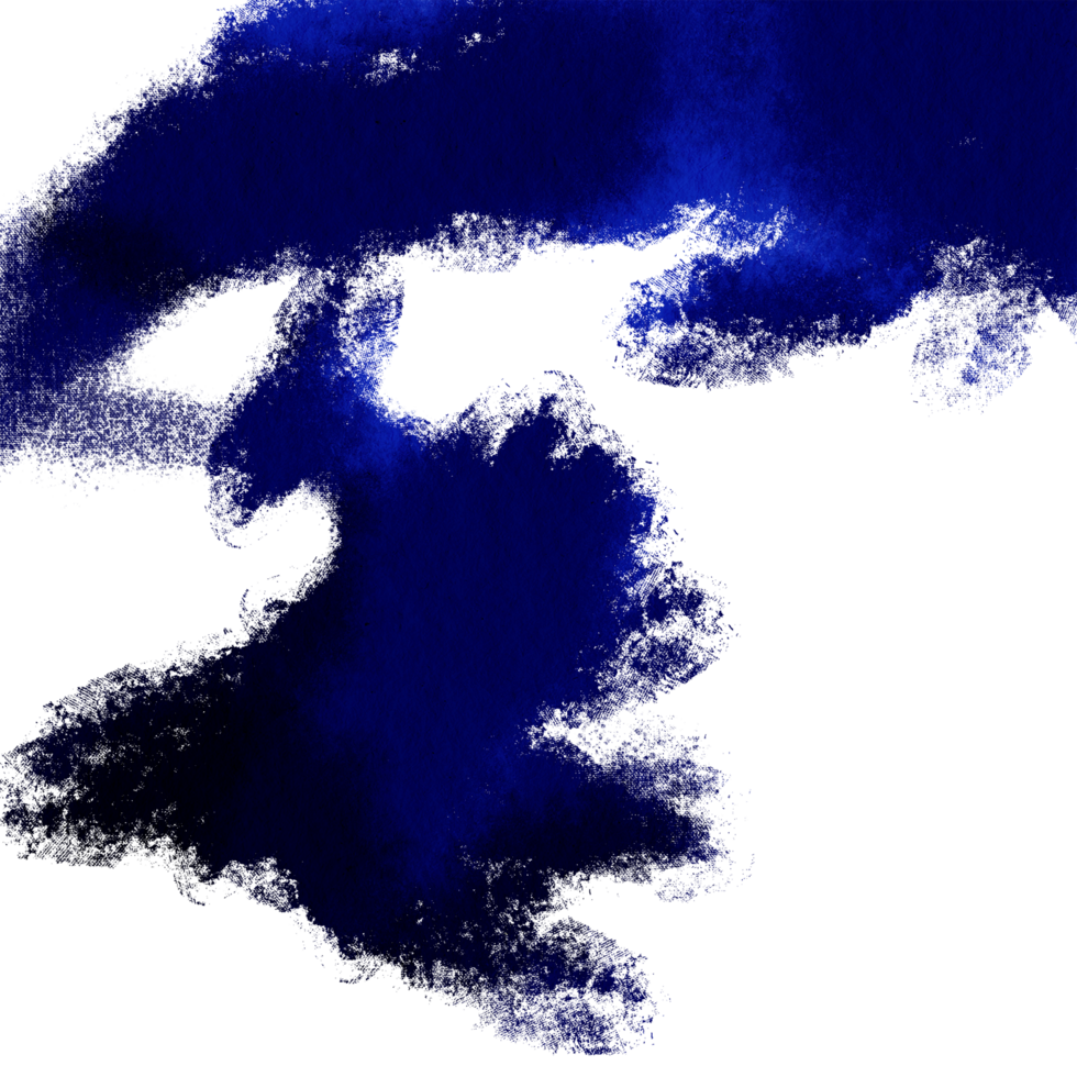A rugged blue watercolor stroke with a hand drawn grunge look png
