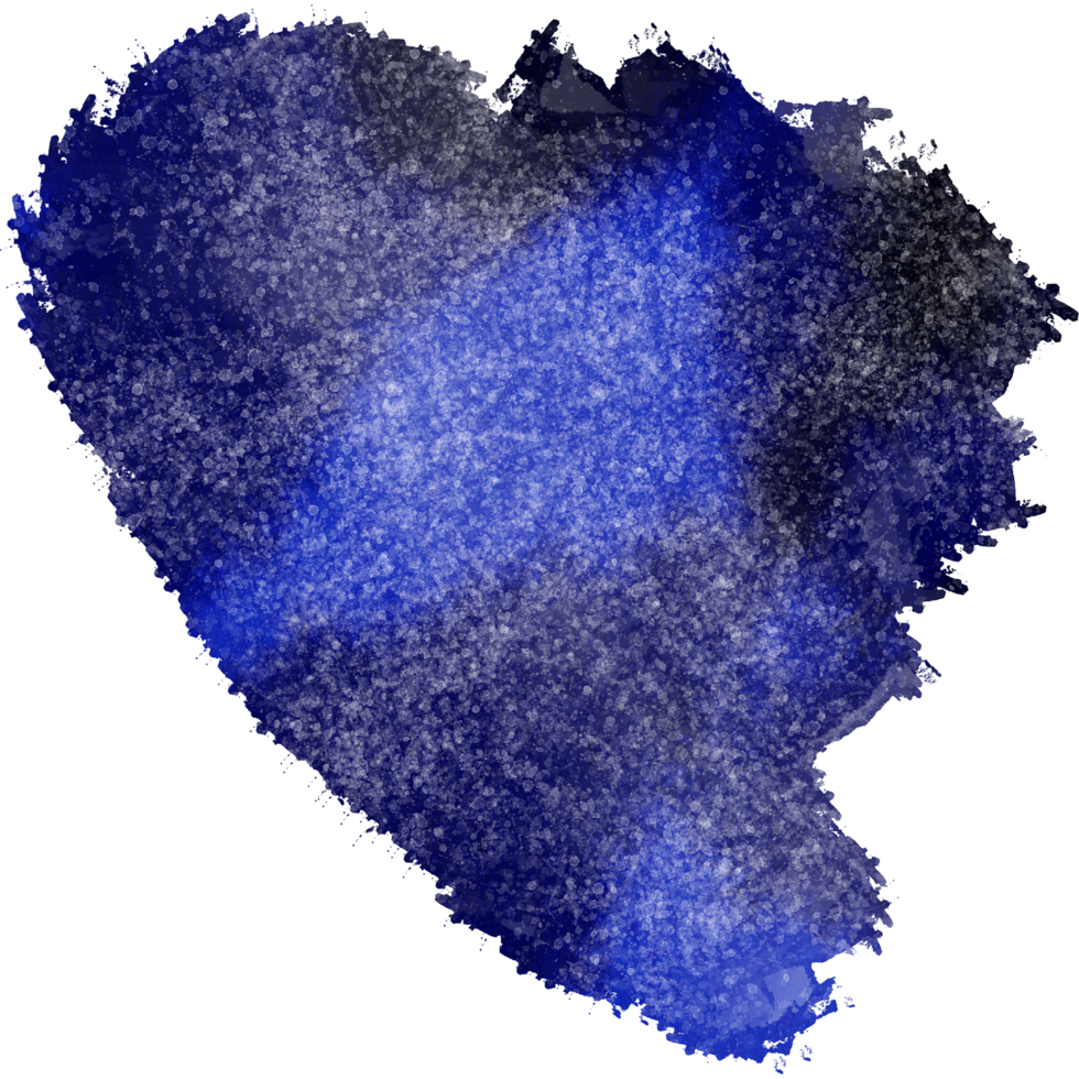 A textured blue brush stroke with rugged edges and fluid watercolor blending png