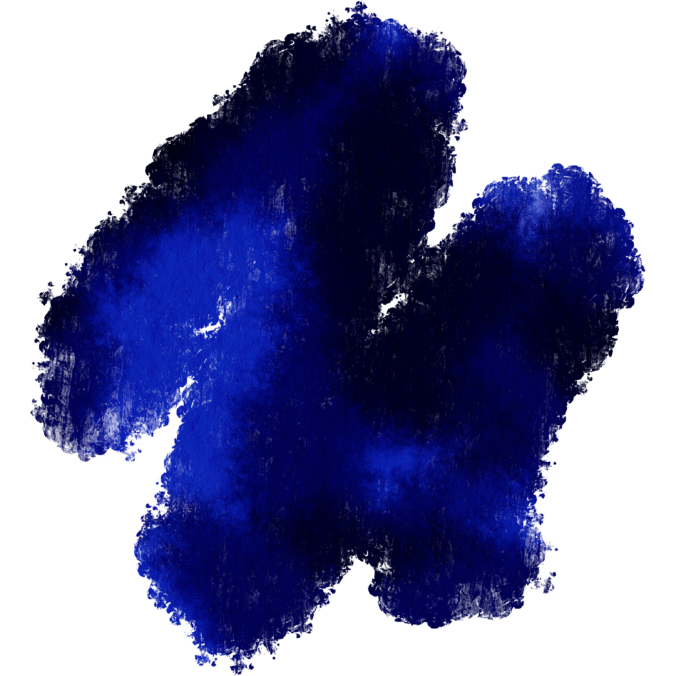 A rugged blue stroke with gritty textures and a seamless watercolor fade png