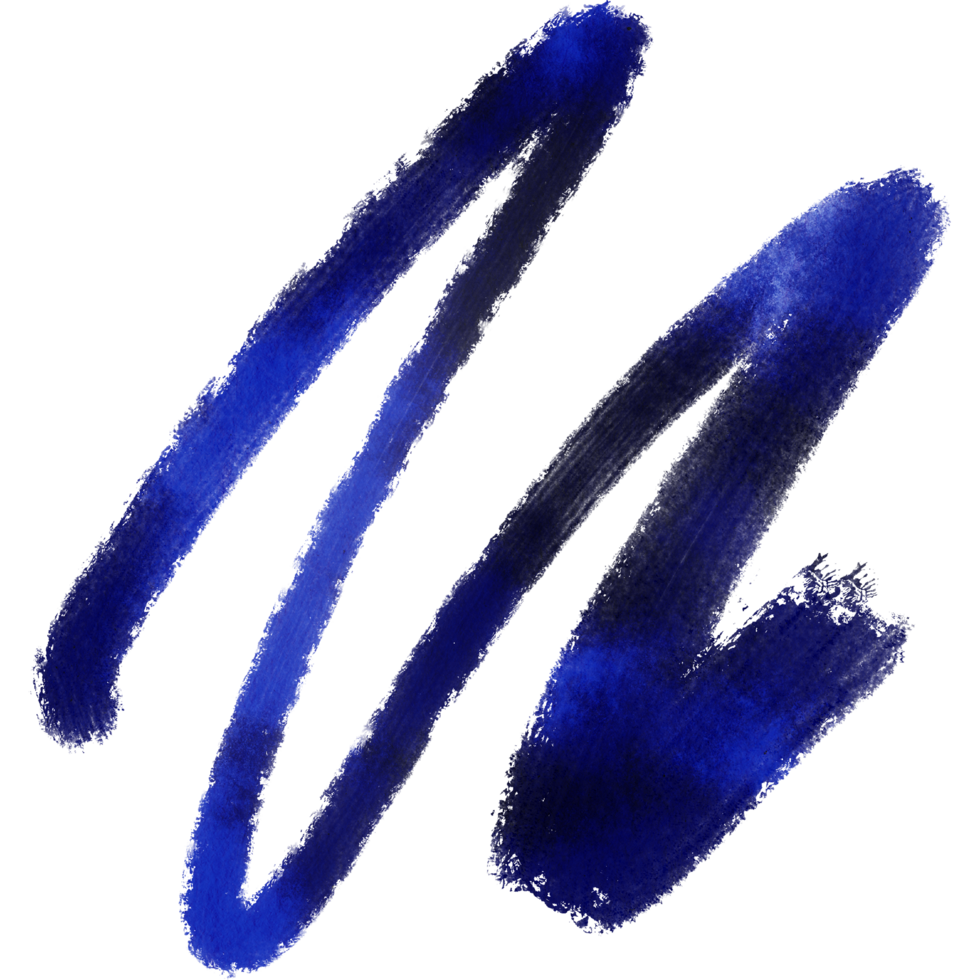 Blue stroke with rugged edges and soft watercolor transitions png