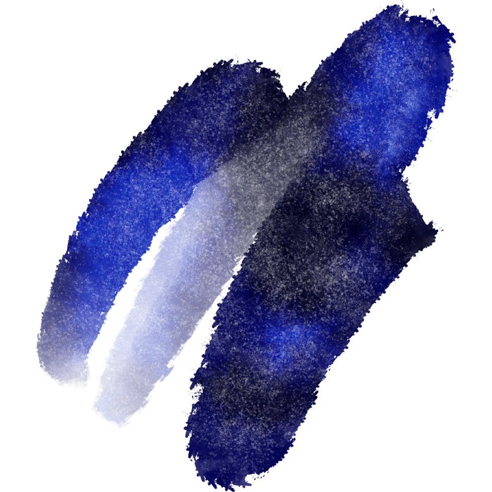Blue brush stroke with grunge textures and soft watercolor blending png