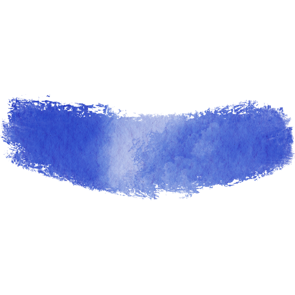 Blue brush stroke with rough grunge details and seamless watercolor blending png