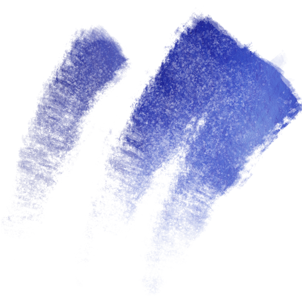 A striking blue brush stroke with raw edges and a subtle watercolor finish png