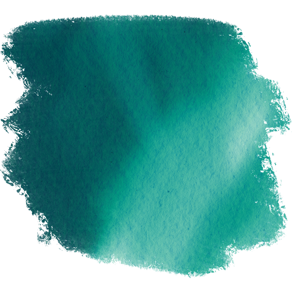 A vivid Cyan brush stroke with grunge elements resembling a watercolor splash png