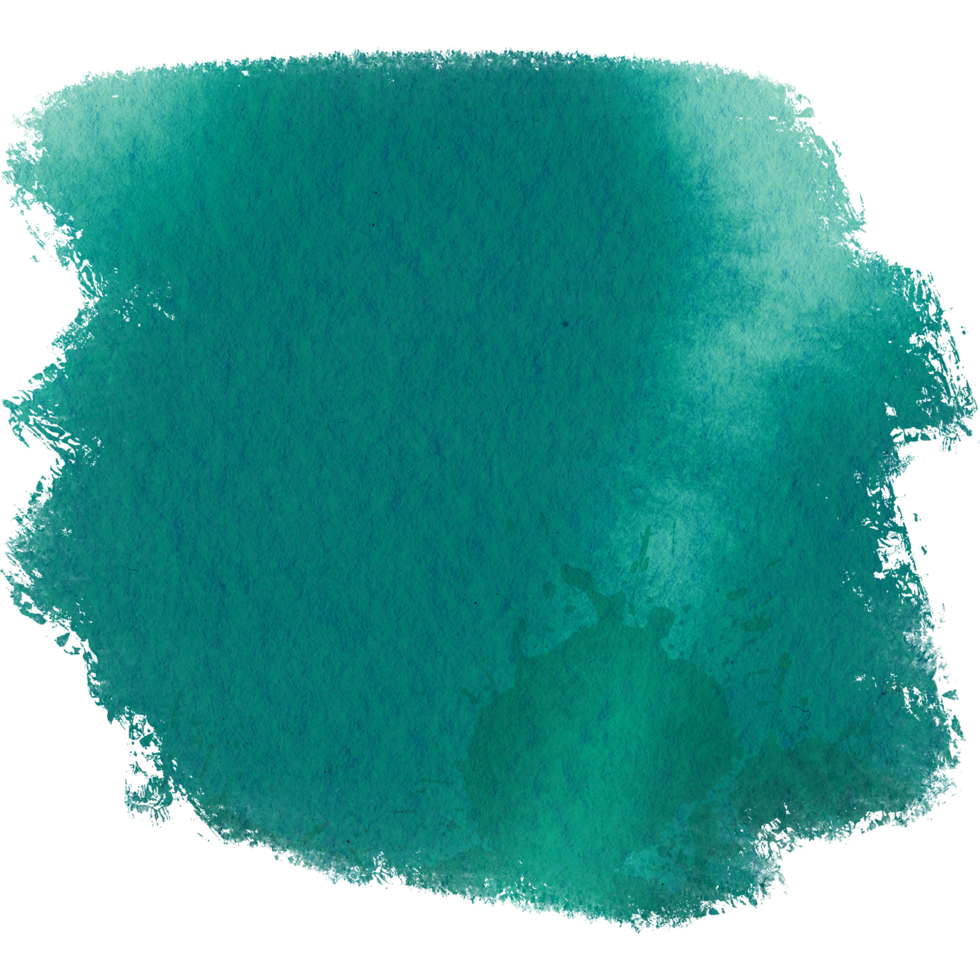 A flowing Cyan watercolor brush stroke with rugged edges and grunge like textures png