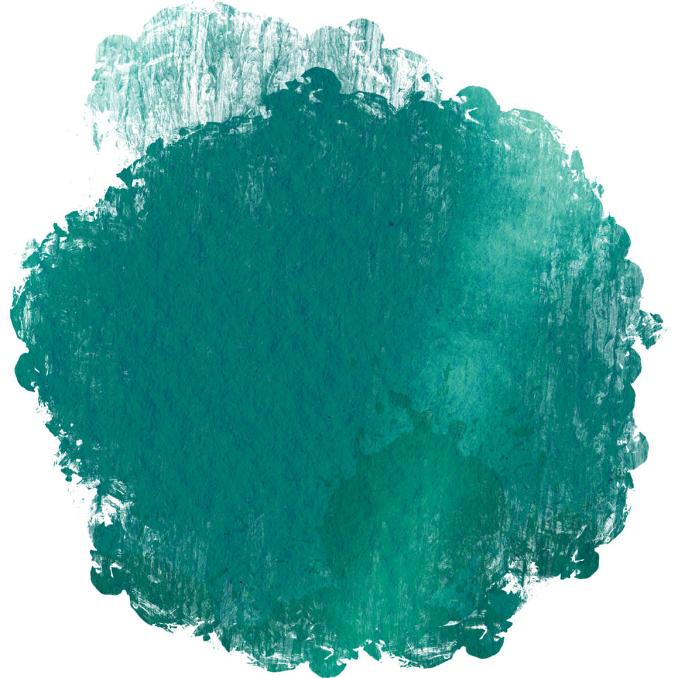 A soft Cyan watercolor brush stroke with rough edges and a smooth grunge finish png
