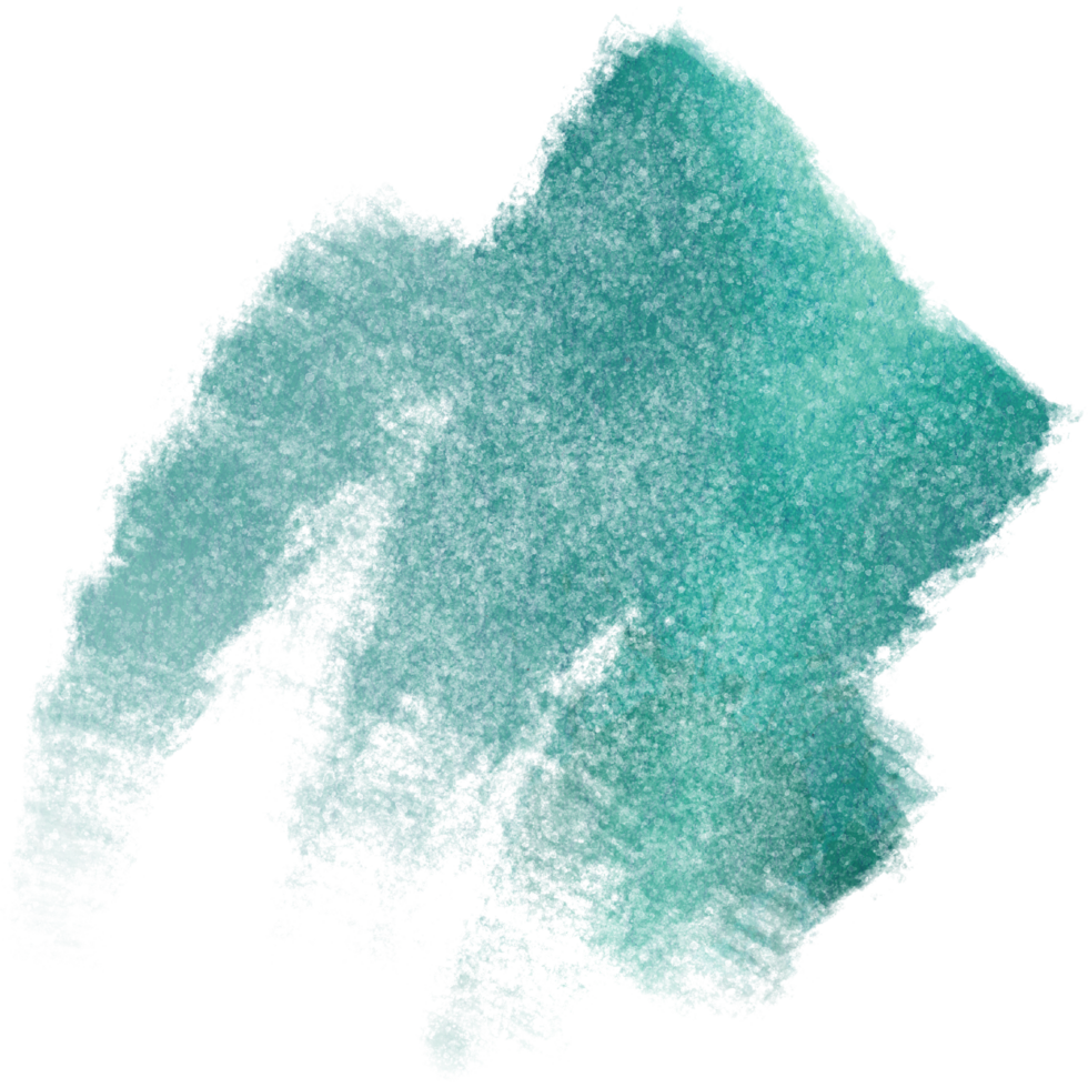A soft Cyan brush stroke with rough edges and faded grunge textures png