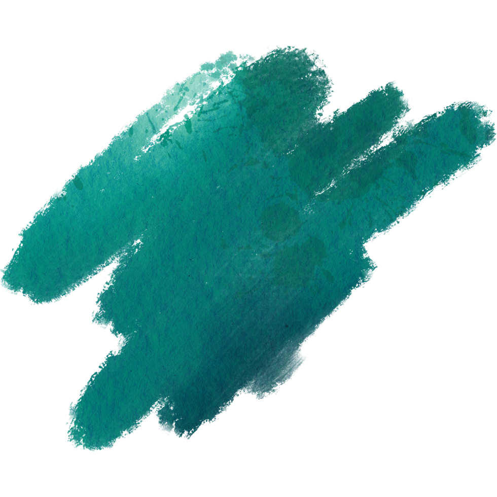 A striking Cyan watercolor stroke with rugged edges and soft blending png
