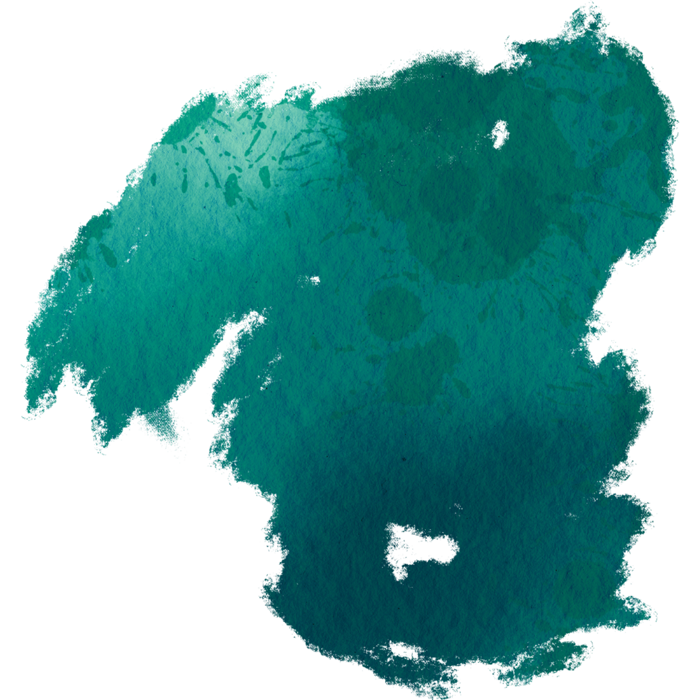 Faded Cyan stroke with rugged edges smoothly blending into a watercolor effect png