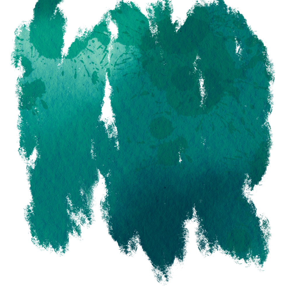 A faded Cyan brush stroke with soft watercolor blending and grunge textures png