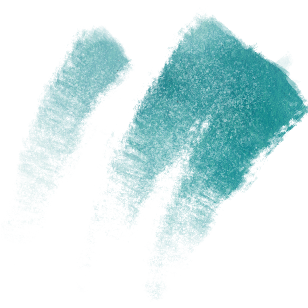 Hand drawn Cyan watercolor strokes with rugged grunge inspired textures png