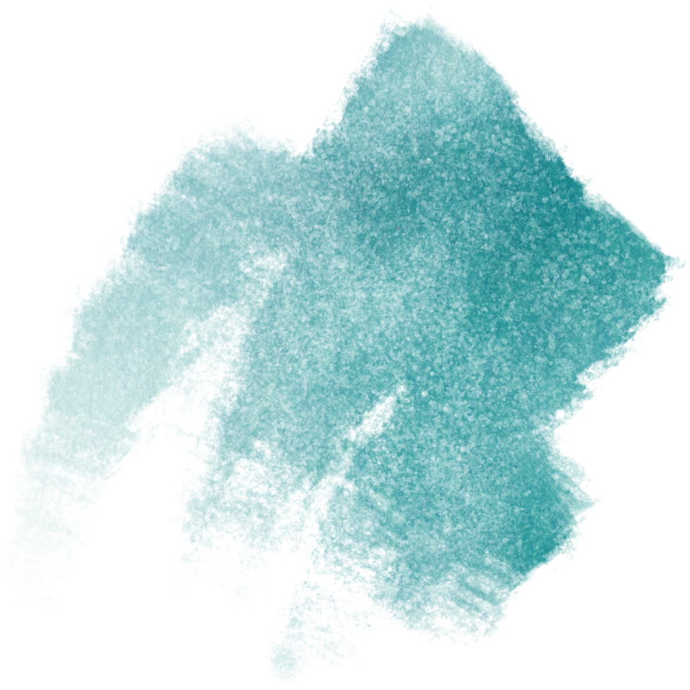 A raw Cyan watercolor brush stroke with hand drawn grunge edges png
