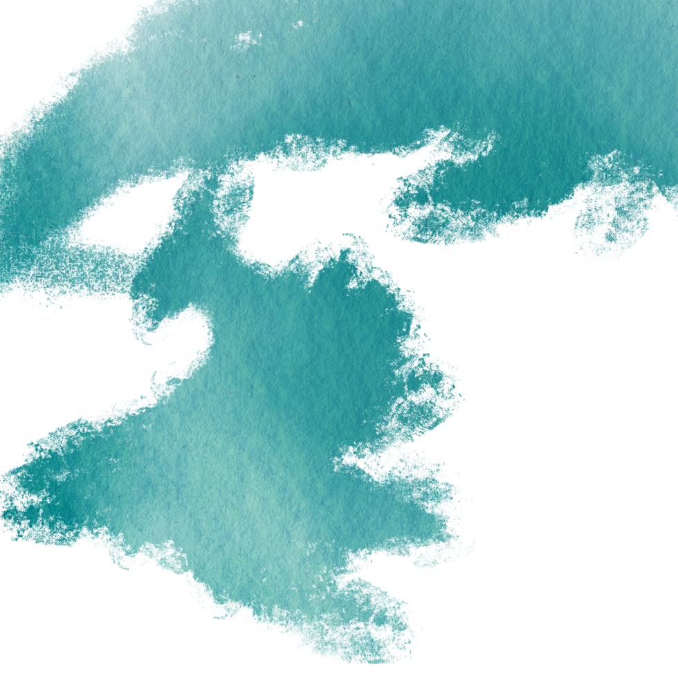 A stunning Cyan watercolor stroke with rugged hand drawn grunge marks png