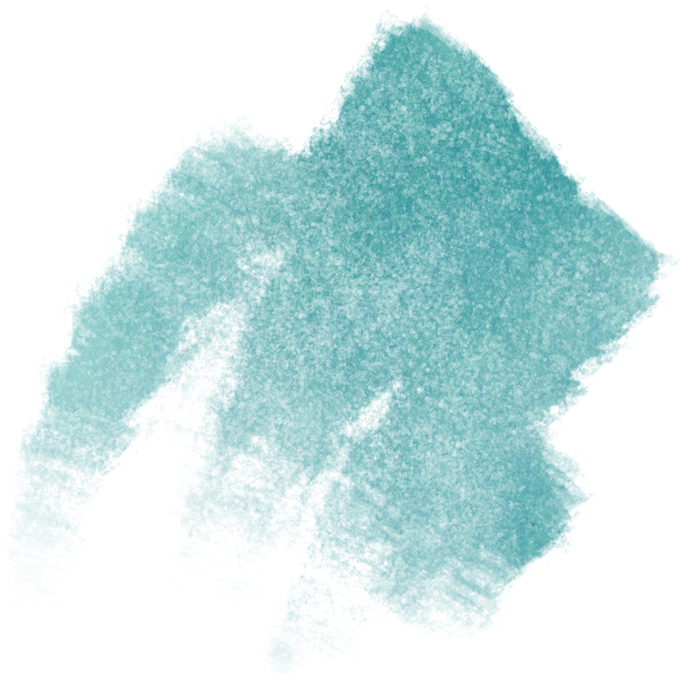 Hand drawn Cyan watercolor brush strokes blending into textured rough grunge marks png