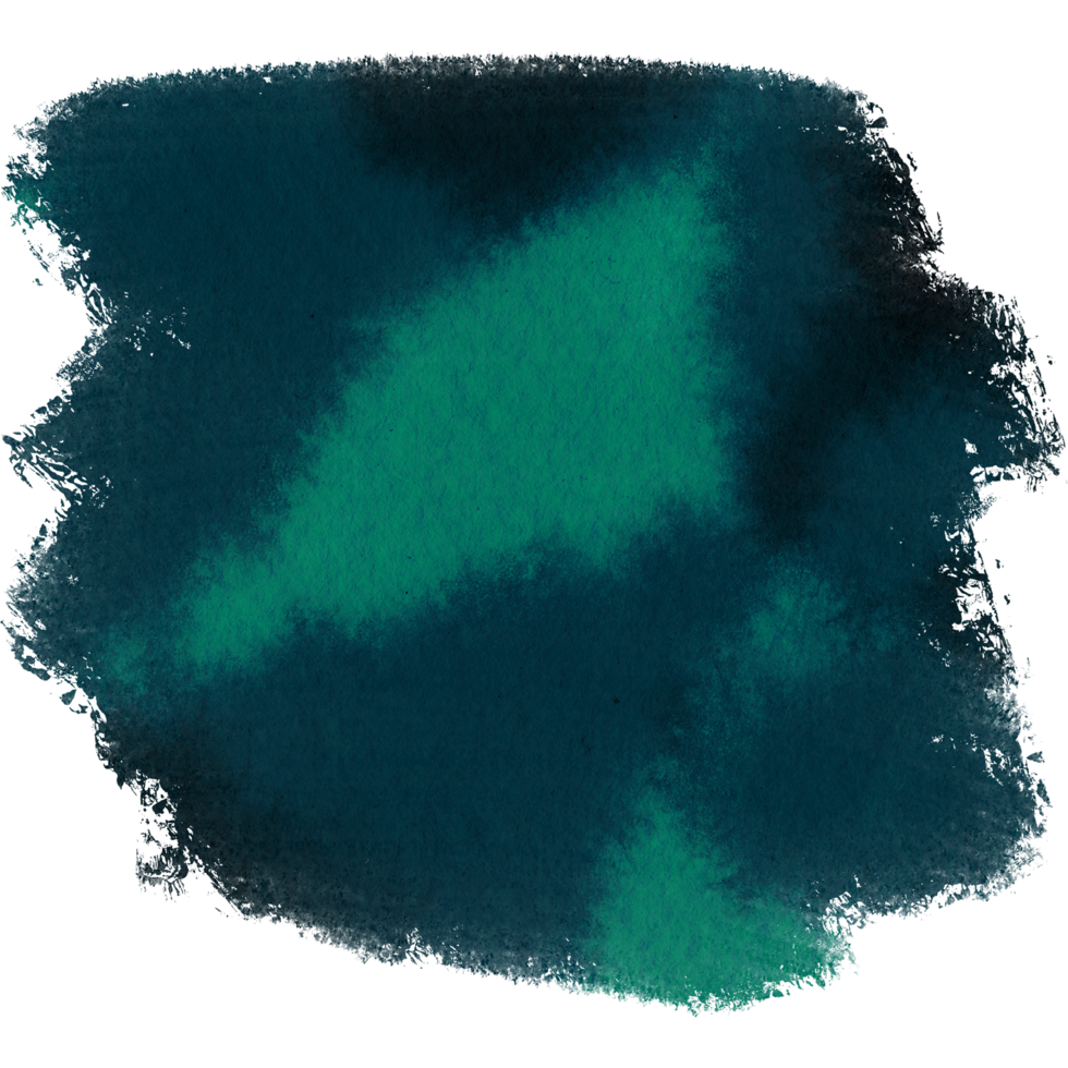 A textured Cyan brush stroke with rugged edges and smooth watercolor transitions png