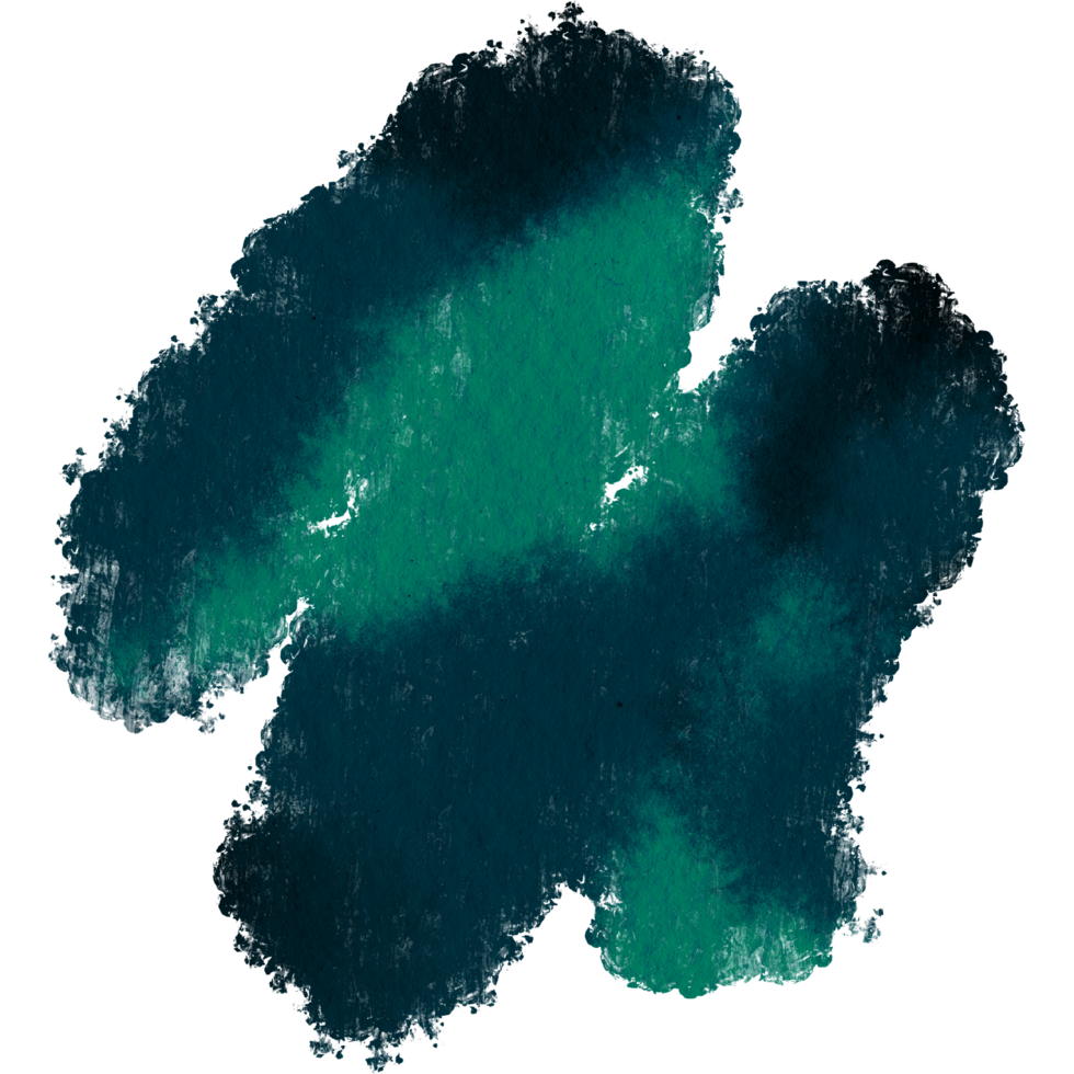 A bold Cyan stroke with rough textures and soft watercolor transitions png