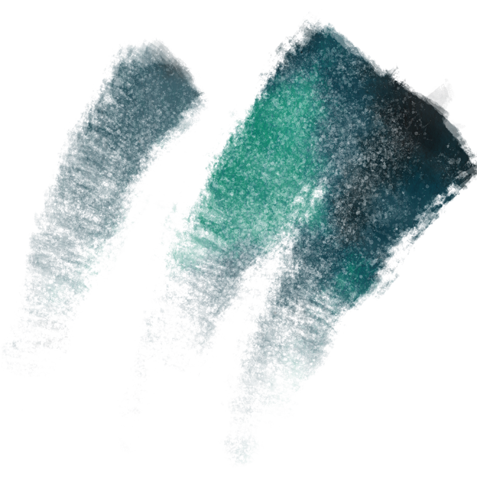 A rugged Cyan stroke with grunge textures and a smooth watercolor gradient png
